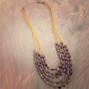 Hannah multi-string yellow, gold silver necklace
